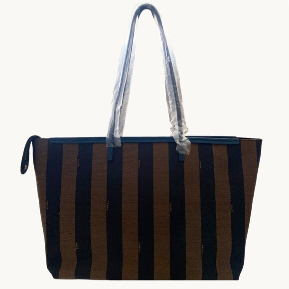 Fendi Pequin Tobacco Stripe Roll Tote - Picture 11 of 11